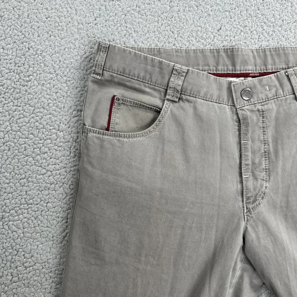 Meyer‎ Diego Chino Pants Men 36x28 Grey Cotton Stretch Modern Flat Front